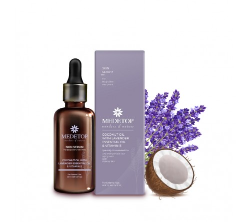 MEDETOP Skin Serum Lavender ( Coconut Oil + Lavender Essential Oil with Vitamin E ) 50ML (1.69 US FL OZ)